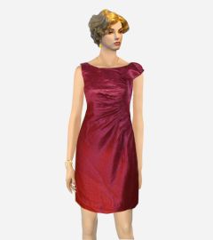 Red Gather Pencil Cocktail Dress