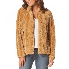 Camel Faux-Fur Collared Jacket