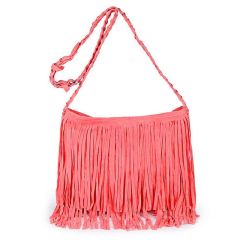 Pink Faux Suede Crossbody Bag-Pink-One Size