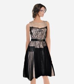 Pleated Lace Cocktail Dress