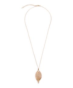 Goldtone Filigree Leaf Pendant Necklace