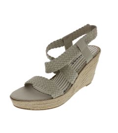 Beige Woven Wedge Sandals