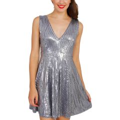 Charcoal Ice Sequin Skater Dress