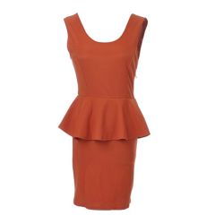 Orange Knit Peplum Dress