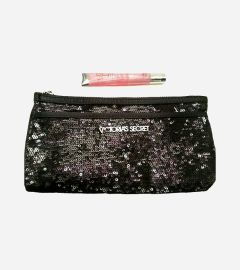 BLACK SEQUIN ZIP CLUTCH