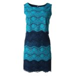 Blue Lace Color Block Tiered Dress
