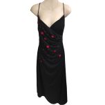 Black & Red Sequined Evening Dress