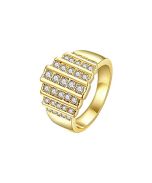 Cubic Zirconia & Gold Multi-Lined Ring  