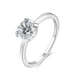 Cubic Zirconia & White Gold Solitaire Ring