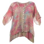 Taupe Silk-Blend Sidetail Top